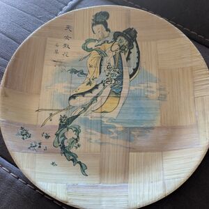 Decorative Bamboo Plate with Asian Art